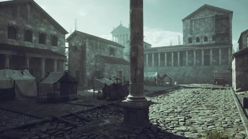 Historic Roman Town Square Animated Fly-Through