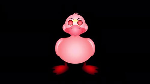 Animated Pink Cartoon Bird Waving