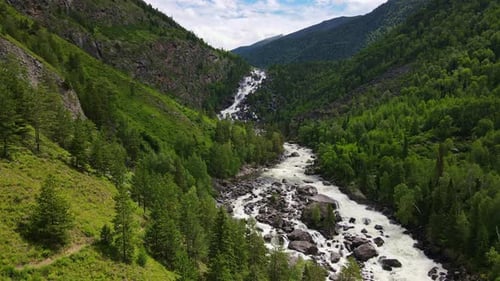 Mountainous Landscape with River and Forest