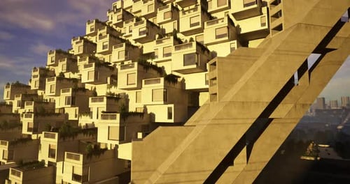 Diseño arquitectónico único de un edificio residencial moderno a la luz del sol