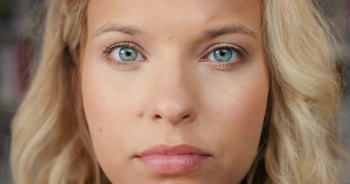 Blonde Woman in Extreme Close Up Portrait