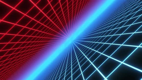 Retro Neon Grid Lines Loop Background