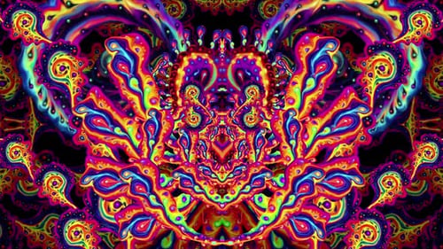 Abstract Psychedelic Fluid Art Kaleidoscope Loop Background