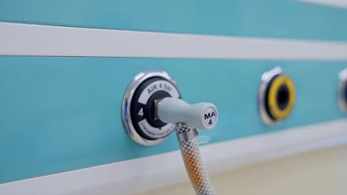 Hospital Wall Panel with Oxygen Outlets Close Up