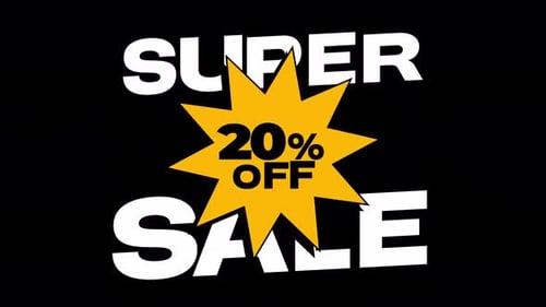 Dynamic Super Sale 20 Percent Off Text Animation
