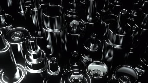 Silver Metallic Moving Abstract Cylinders Background Vj Loop I 4K