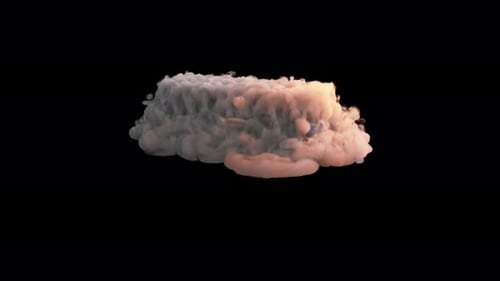Falling ice smoke from dry ice, or frozen gas