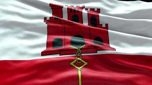 Realistic Waving Gibraltar Flag Loop Animation