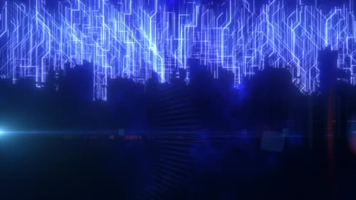 Animated Blue Glowing Sci-Fi Network Background
