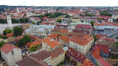 Aerial view of Vilnius old town with old buildings, Lithuania.