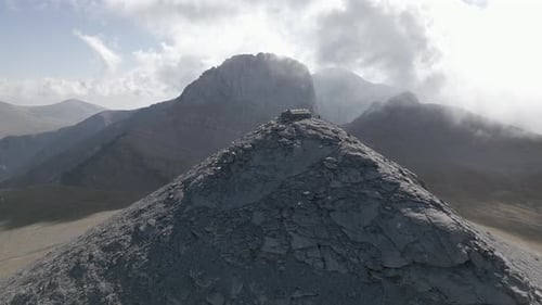 Aerial footage over the chapel of Prophet Elias at Olympus Mount