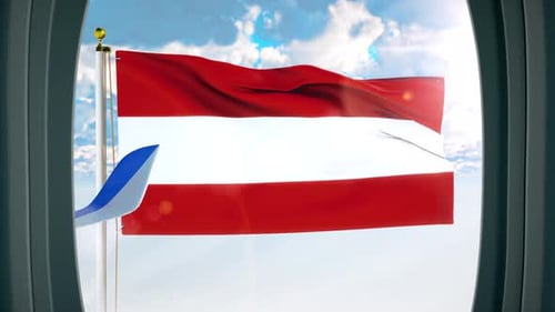 Austria Flag From Airplane Window