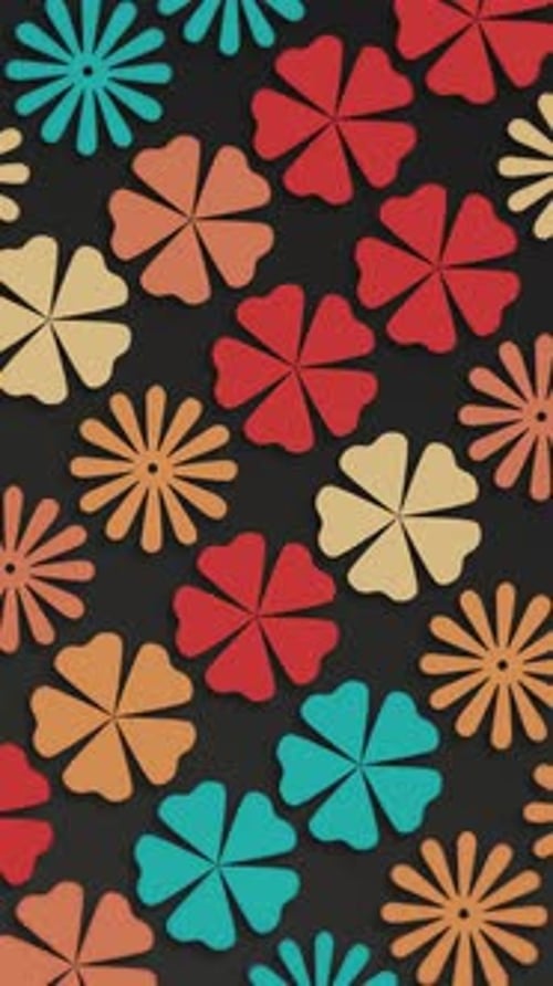 Animated Retro Flower Pattern Background Loop