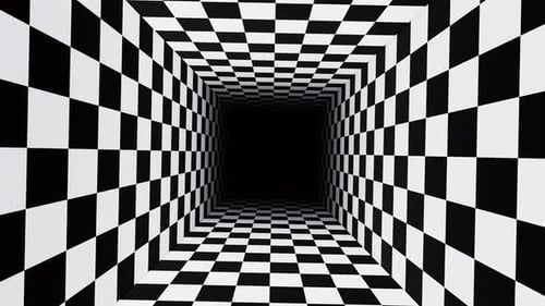 Rotating Square Hypnotic Illusion Checker Tunnel Loop Animation