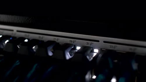 Server Panel with Blue Cables Close Up