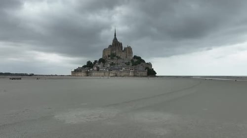 Aerial view of Mont Saint-Michel, France.