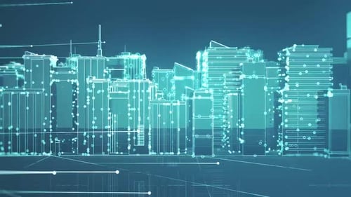 glowing city sketch animation