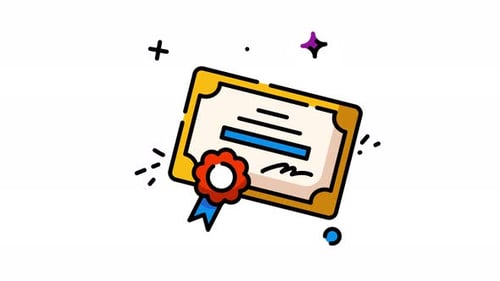 Animated Certificate with Ribbon for Achievement and Graduation