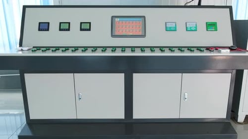 Industrial Control Panel with Buttons and Digital Displays