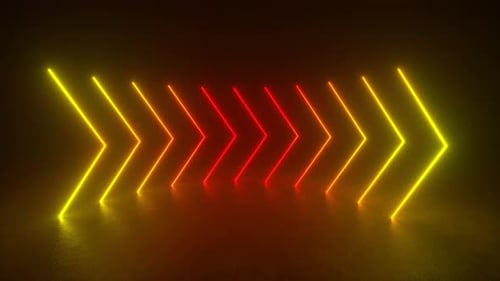 Animated Neon Chevron Arrows with Rainbow Colors