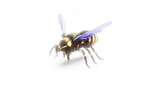 Futuristic Glowing Bee Rotation on White Background