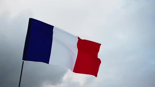 French Flag Blowing in the Wind