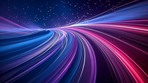 Voyages dans l'hyperespace, traînées lumineuses vibrantes, art numérique, voyage cosmique