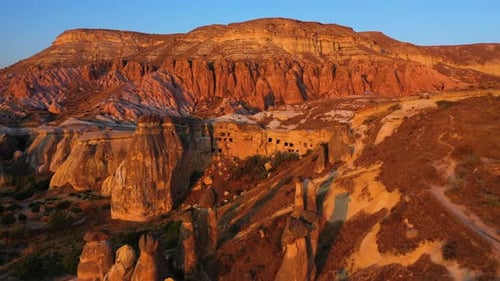 Spectacular Desert Landscape at Sunrise Aerial