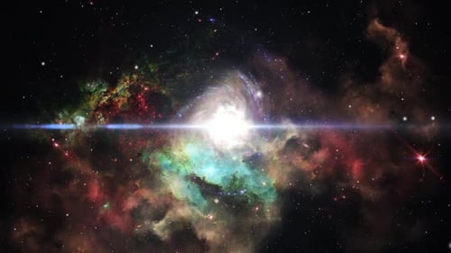 Flying Through Colorful Nebula in Deep Space Animation