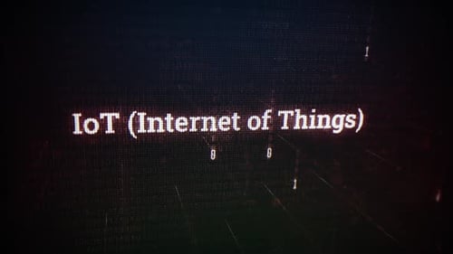 IoT (Internet Of Things) On Digital Screen Message On Computer Screens V02