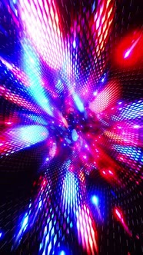 Dynamic Glowing Abstract Grid Tunnel Motion Background