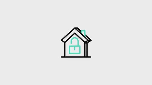 Animiertes Symbol für die Sicherheit zu Hause
