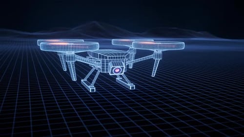 Drone with futuristic digital structure
