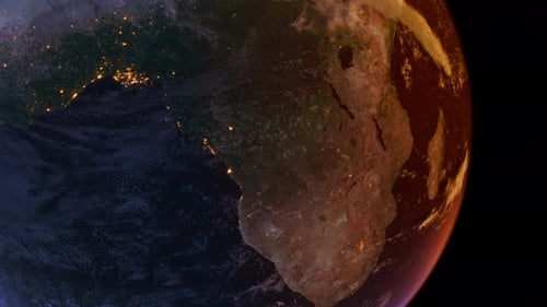 Rotating Planet Earth with Visible City Lights