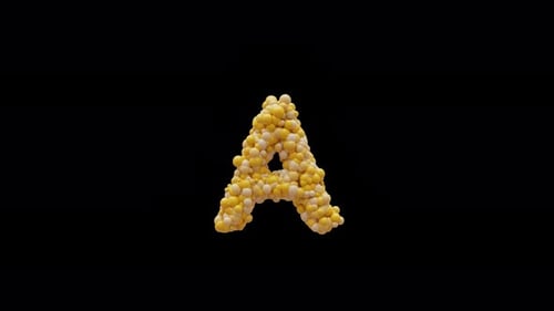 Organic Corn Kernels Form Letter A Reveal