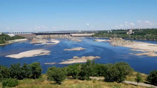 Panoramic View Of The Tailwater Of The Dniproges Hydroelectric Power Station Dam