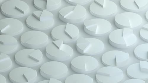 Abstract animated background of circular pie charts