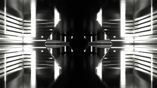 Corridor With Moving White Neon Light Background Vj Loop In HD
