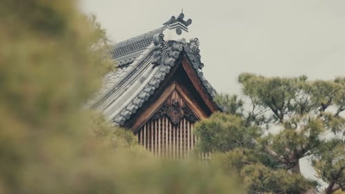 Traditional Roof Of A Temple Architecture In Kyoto, Japan. Selective Focus Shot