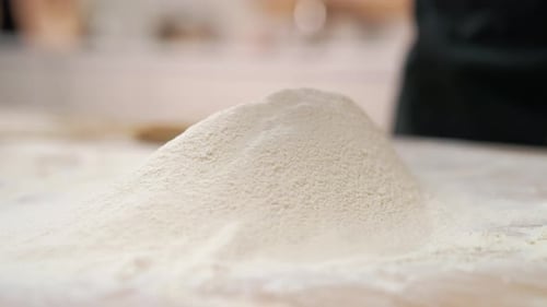 Flour Pile with Golden Wheat Stalks
