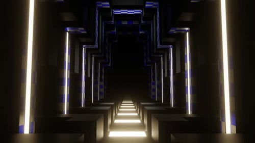 Light Yellow And Blue And Black Geometric Shapes Indoors Background Vj Loop In HD