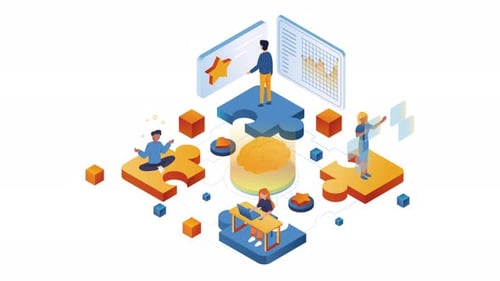 Isometric Data Analysis and Teamwork Concept Illustration