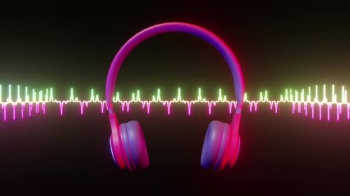 Glowing Neon Headphones with Dynamic Music Equalizer Loop