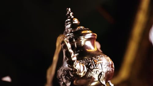 Intricate Gold Tea Pot Close Up