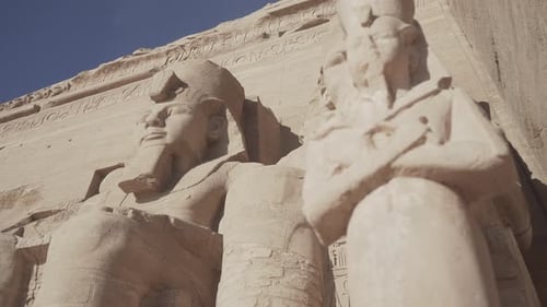 View of the exterior of the Abu Simbel temple in Egypt