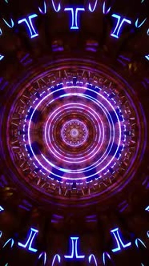 Hypnotische Mandala-Animation mit symbolischer Geometrie, die Energie, Atem und visuelles Geschichtenerzählen in Einklang bringt
