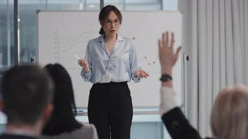 Business Presentation With Graph in Bright Office