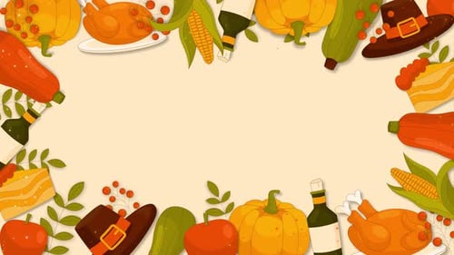 Animated Thanksgiving Celebration Decorative Border Frame