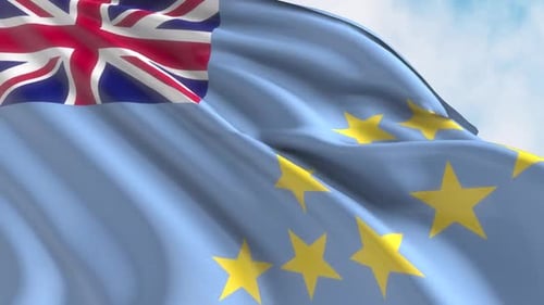 Realistic Tuvalu Flag Waving Seamless Loop Animation