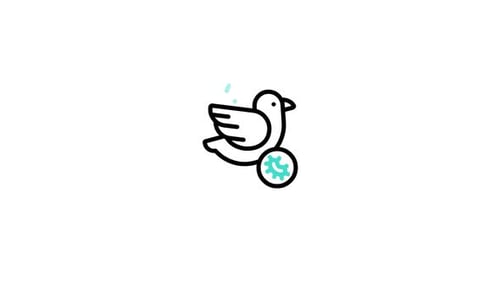 Line Art Bird Icon Animation with Spinning Gear Element
